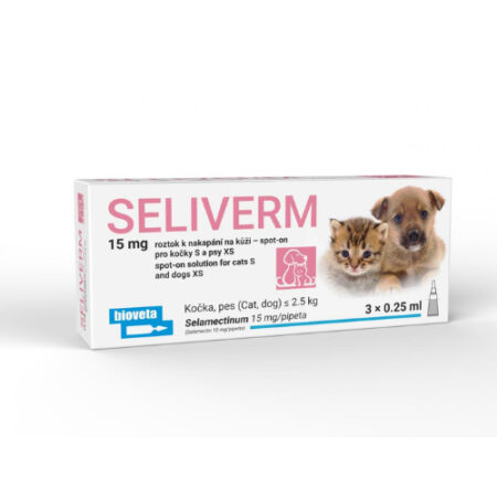 SELIVERM 15 mg spot-on solution for cats S and dogs XS