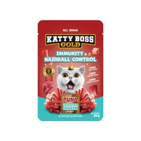 Katty boss gold tuna topping crab stick and chicken in jelly