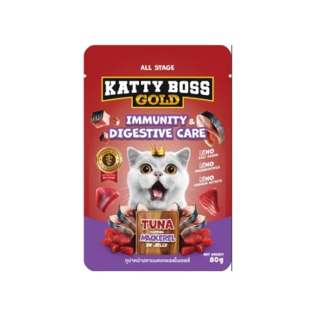 Katty boss gold tuna topping Mackerel in jelly wet food for cats