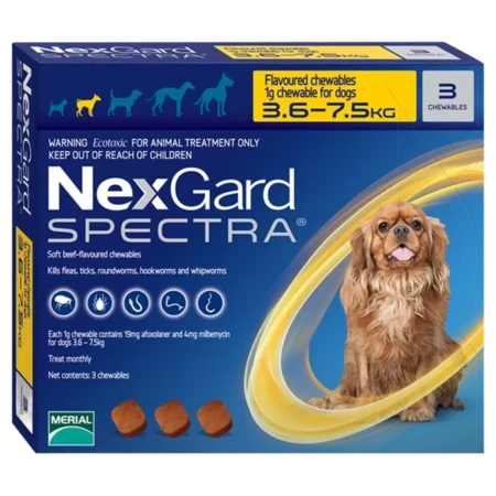NexGard spectra 3.5-7.5kg anti fleas tab for dogs one box (3 tab) one tab every month